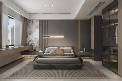 现代暗黑意式卧室3D模型下载